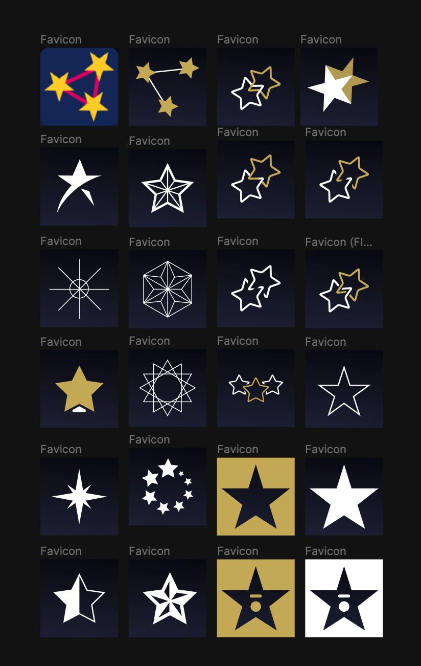 A brainstorm of logo icons